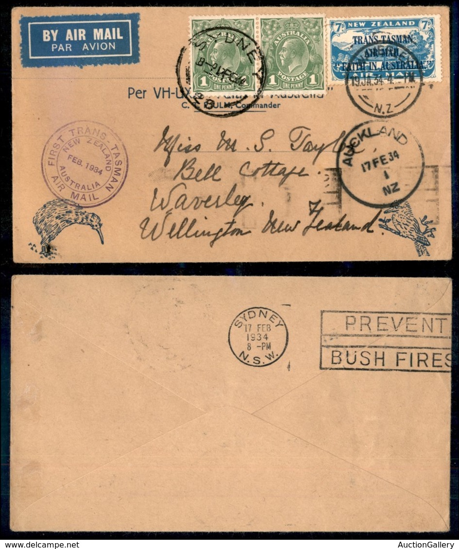 23979 ESTERO - AUSTRALIA - 1934 - Aerogramma Da Waverley A Sydney - First Trans Tasman Air Mail - Andere & Zonder Classificatie