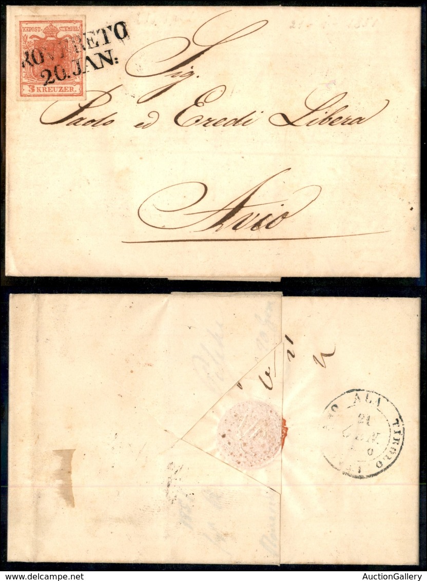 23984 ESTERO - AUSTRIA - 3 Kreuzer (3) Su Lettera Da Rovereto A Avio Del 20.1.51 - Other & Unclassified