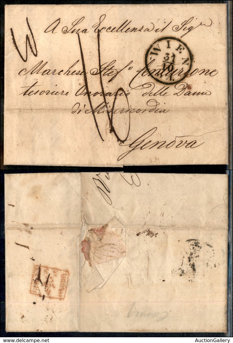 23990 ESTERO - AUSTRIA - Vienna 31.10.1853 – Lettera Per Genova – Tassata - Andere & Zonder Classificatie