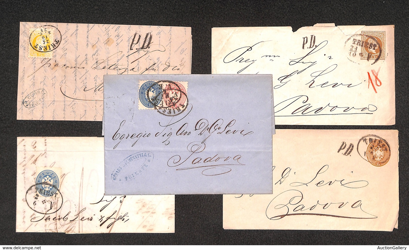 23994 ESTERO - AUSTRIA - Trieste - 1864/1873 - 5 Oggetti Postali Con Affrancature Del Periodo - Sonstige & Ohne Zuordnung