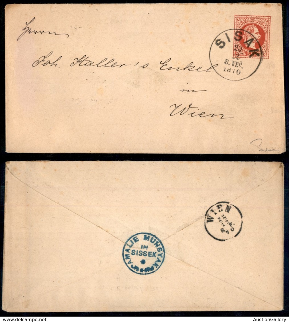 24002 ESTERO - AUSTRIA - 1870 – Intero Postale 5 Kreuzer Da Sisak A Vienna - Sonstige & Ohne Zuordnung