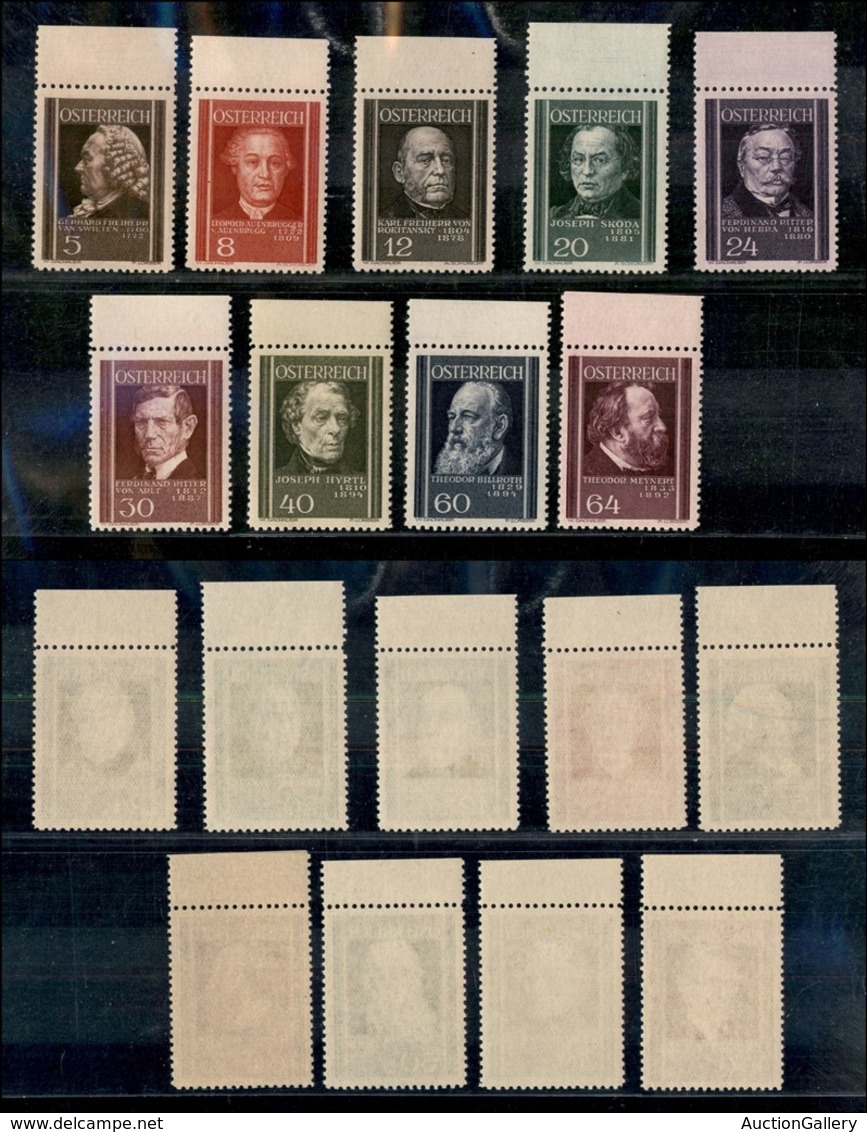 24029 ESTERO - AUSTRIA - 1937 - Medici Austriaci (506/514) - Serie Completa Di 9 Valori - Bordo Di Foglio - Gomma Integr - Sonstige & Ohne Zuordnung