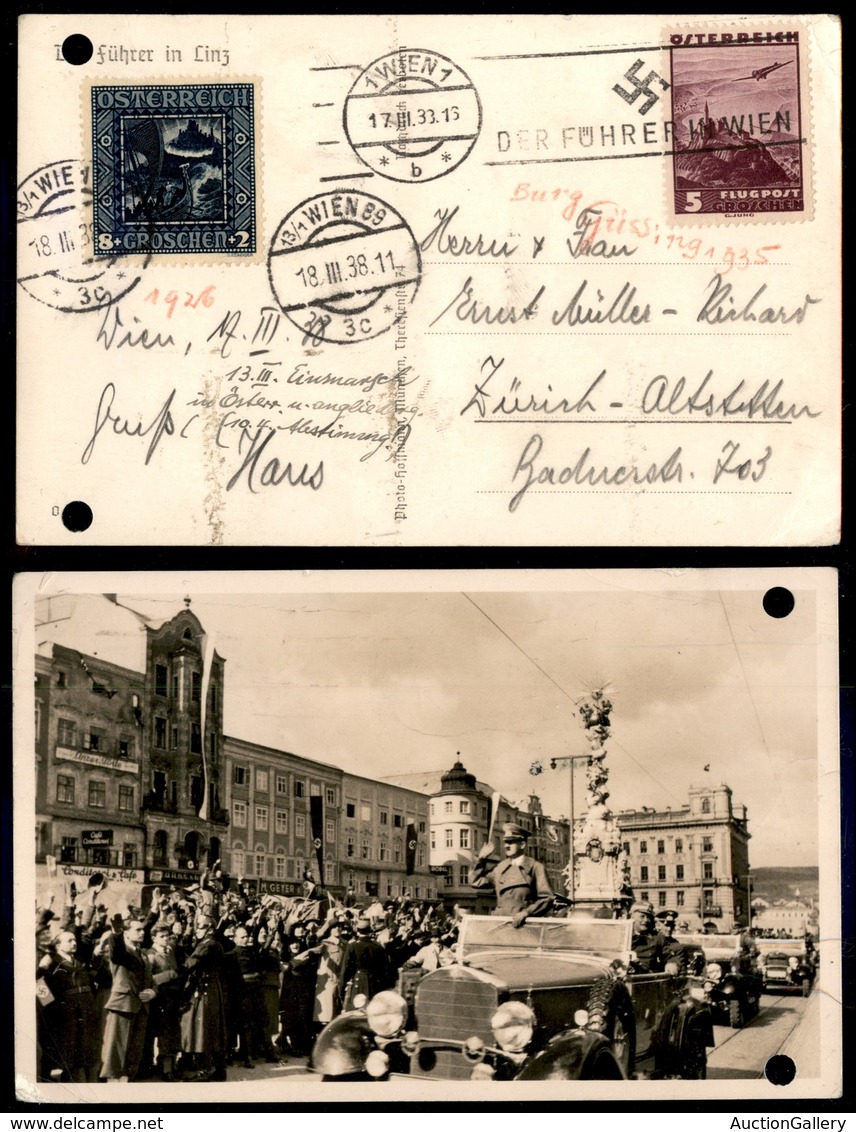 24030 ESTERO - AUSTRIA - 1938 – (17/18 Marzo) – Hitler A Linz – Cartolina Da Vienna A Zurigo – Fori Di Registro - Sonstige & Ohne Zuordnung