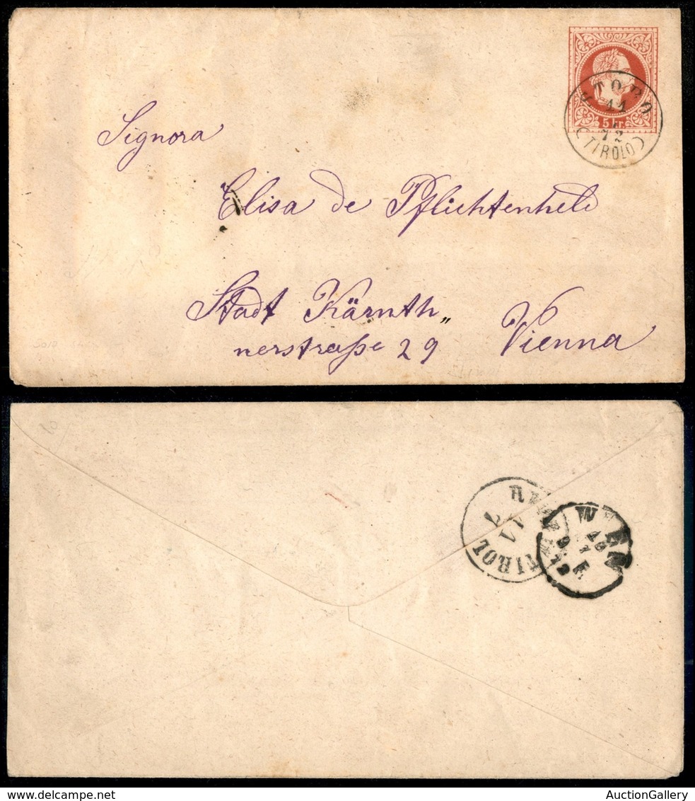 24063 ESTERO - AUSTRIA - Territori Italiani D'Austria - Storo /Tirol) - Busta Postale Da 5 Kreuzer Per Vienna - Autres & Non Classés