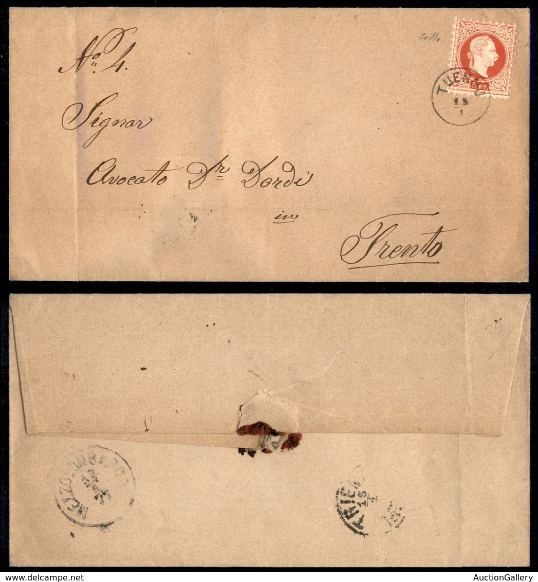 24065 ESTERO - AUSTRIA - Territori Italiani D'Austria - Tuenno (P.ti 5) - 5 Kreuzer (37) Su Lettera Per Trento Del 13.1. - Sonstige & Ohne Zuordnung