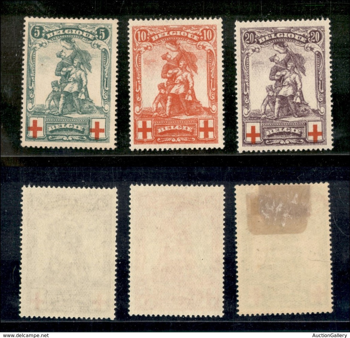 24104 ESTERO - BELGIO - 1914 - Croce Rossa (104/106) - Serie Completa Di 3 Valori - Nuovi Con Gomma (75) - Autres & Non Classés