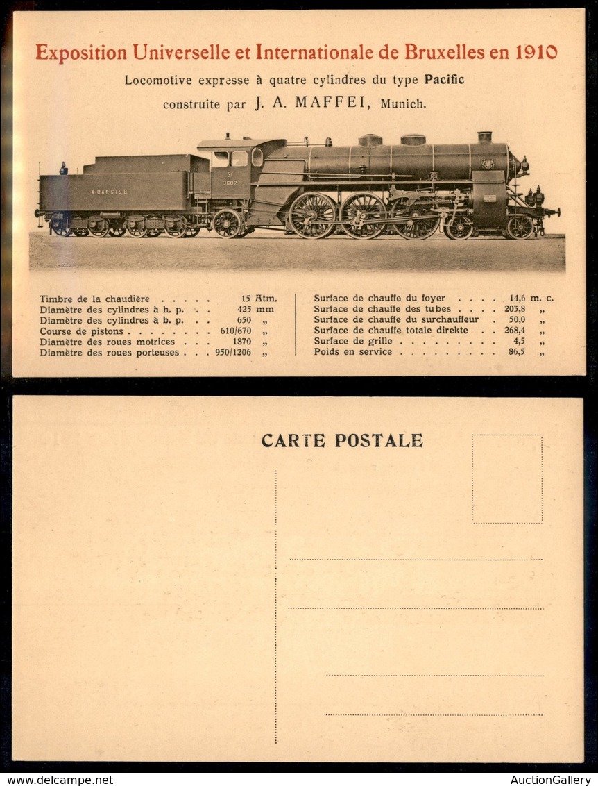 24124 ESTERO - BELGIO - Bruxelles 1910 - Esposizione Universale - Locomotiva Pacific - Cartolina Nuova - Autres & Non Classés