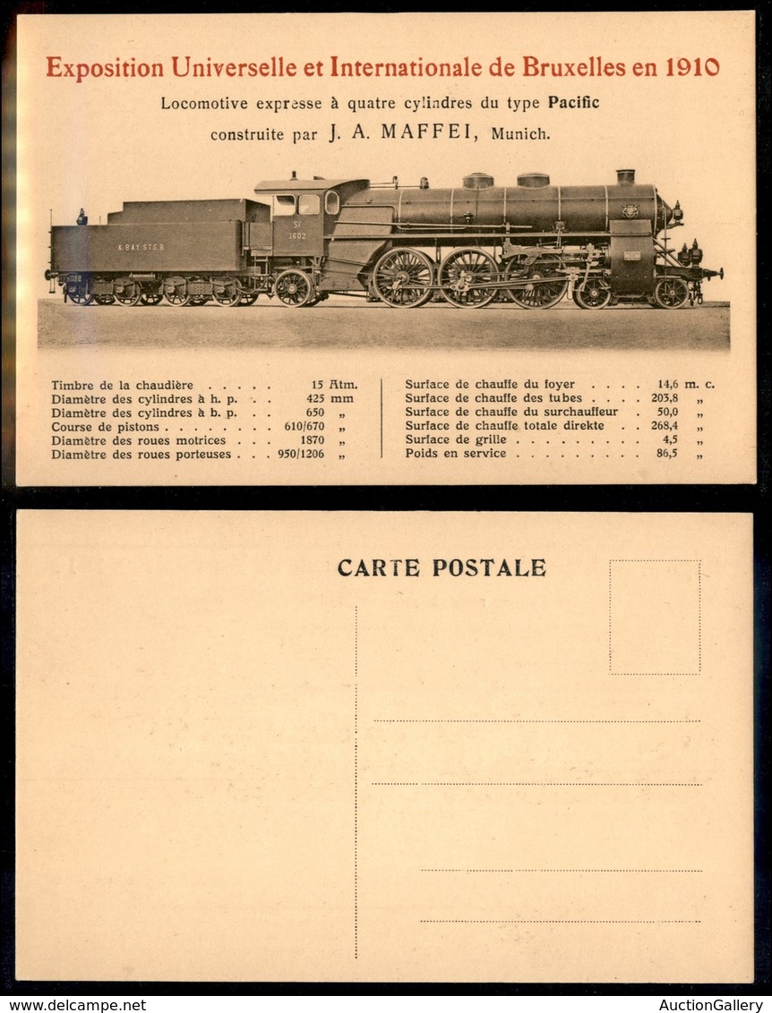 24124 ESTERO - BELGIO - Bruxelles 1910 - Esposizione Universale - Locomotiva Pacific - Cartolina Nuova - Sonstige & Ohne Zuordnung