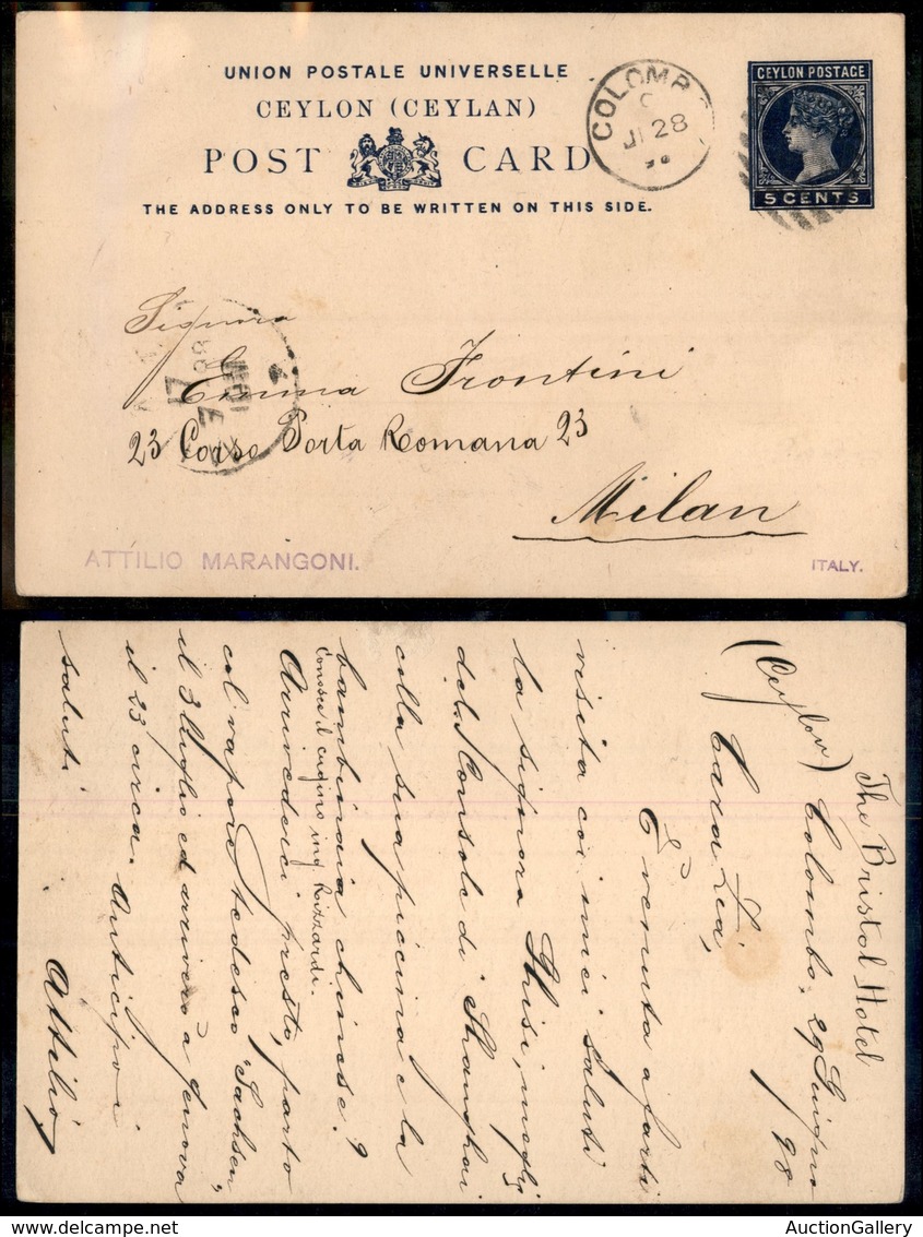 24151 ESTERO - CEYLON - Intero Postale Da 5 Cent Da Colombo A Milano Del 28.6.98 - Autres & Non Classés