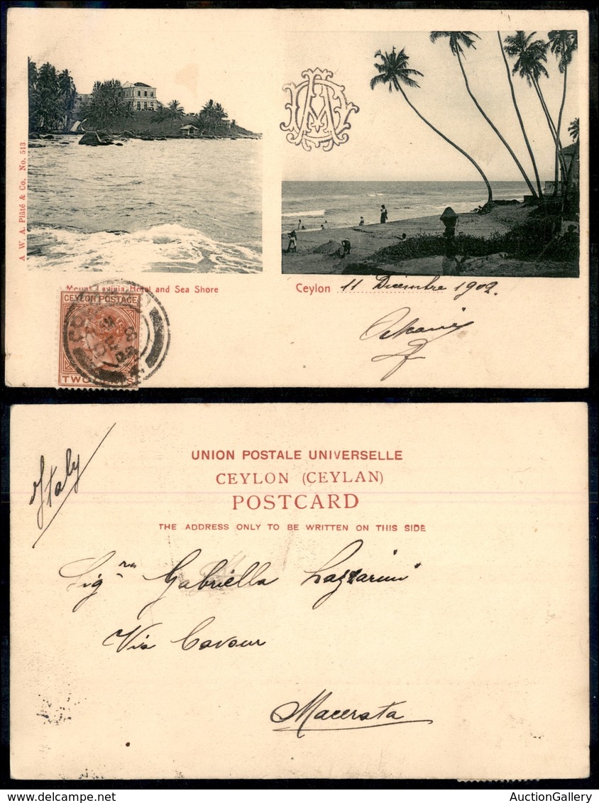 24152 ESTERO - CEYLON - 2 Cent (58) - Su Cartolina Illustrata Da Colombo A Macerata Del 11.12.02 - Sonstige & Ohne Zuordnung