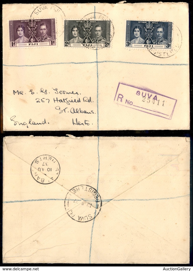 24217 ESTERO - COLONIE INGLESI - Fiji - Nozze 1937 – Raccomandata Da Suva Del 13.7.37 - Sonstige & Ohne Zuordnung