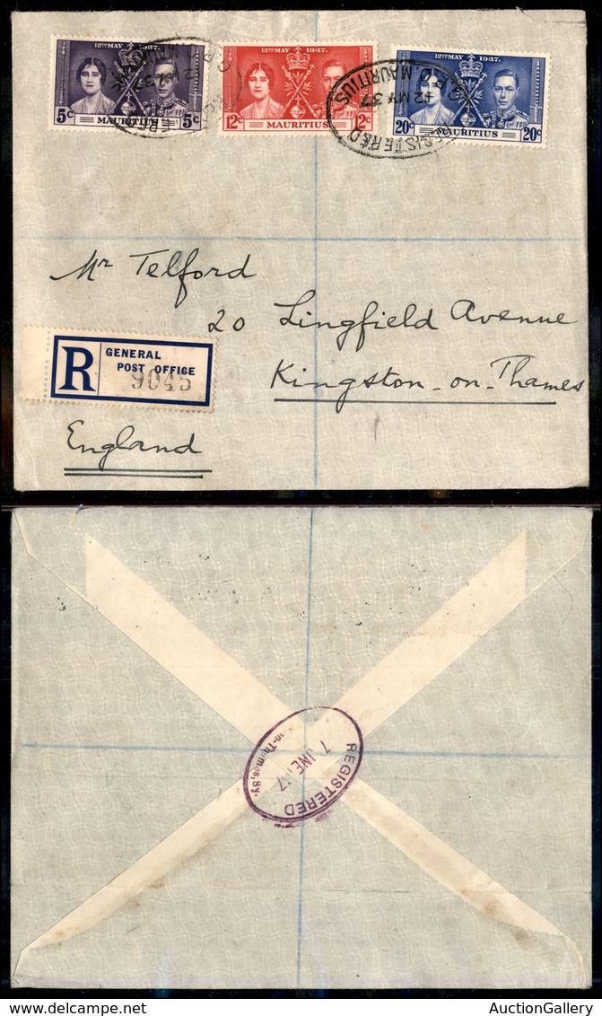 24229 ESTERO - COLONIE INGLESI - Mauritius - Nozze 1937 – Raccomandata Da G.P.O. Mauritius Del 12.5.37 - Autres & Non Classés