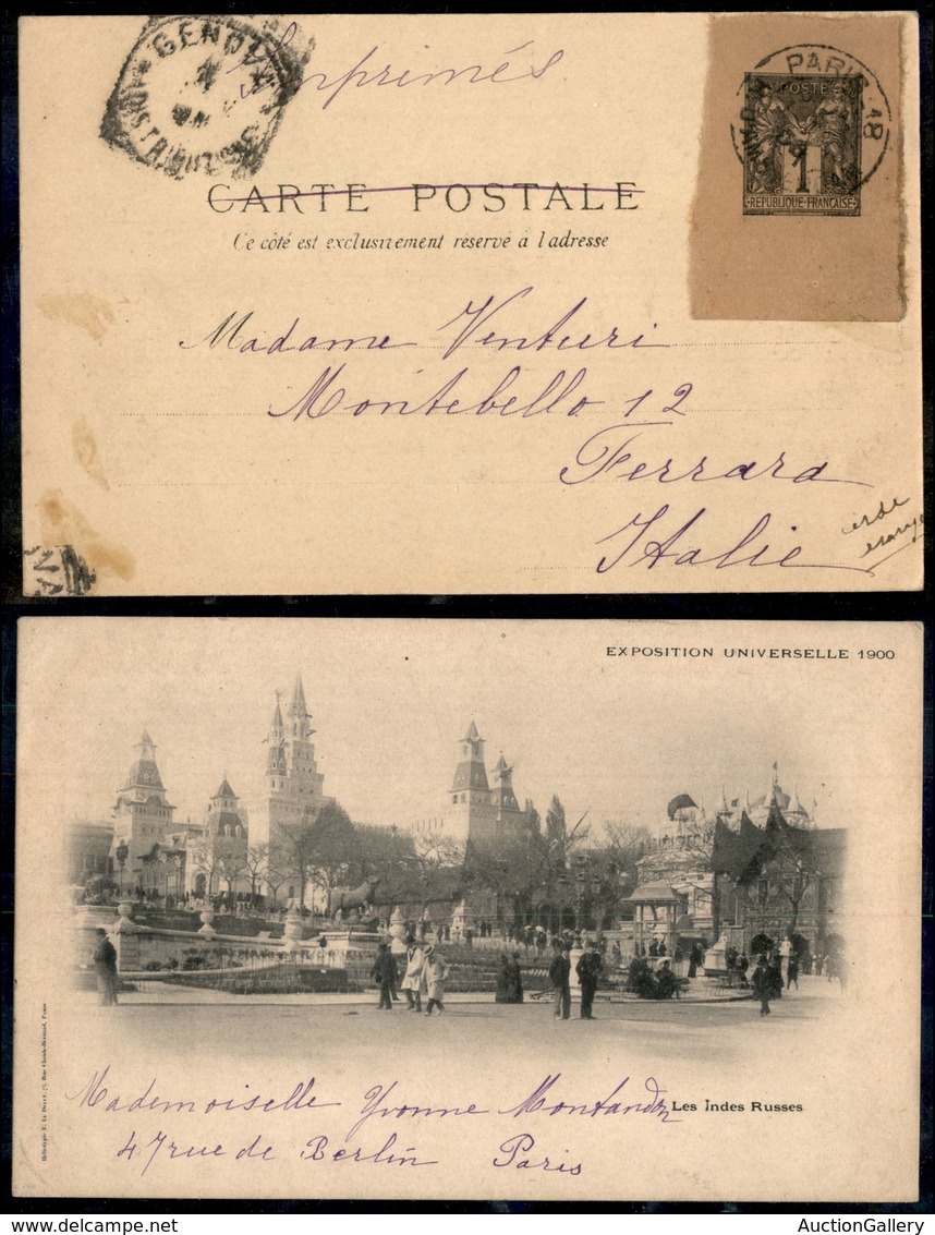 24312 ESTERO - FRANCIA - Ritaglio Di Intero Da 1 Cent - Cartolina Da Parigi A Ferrara - Autres & Non Classés