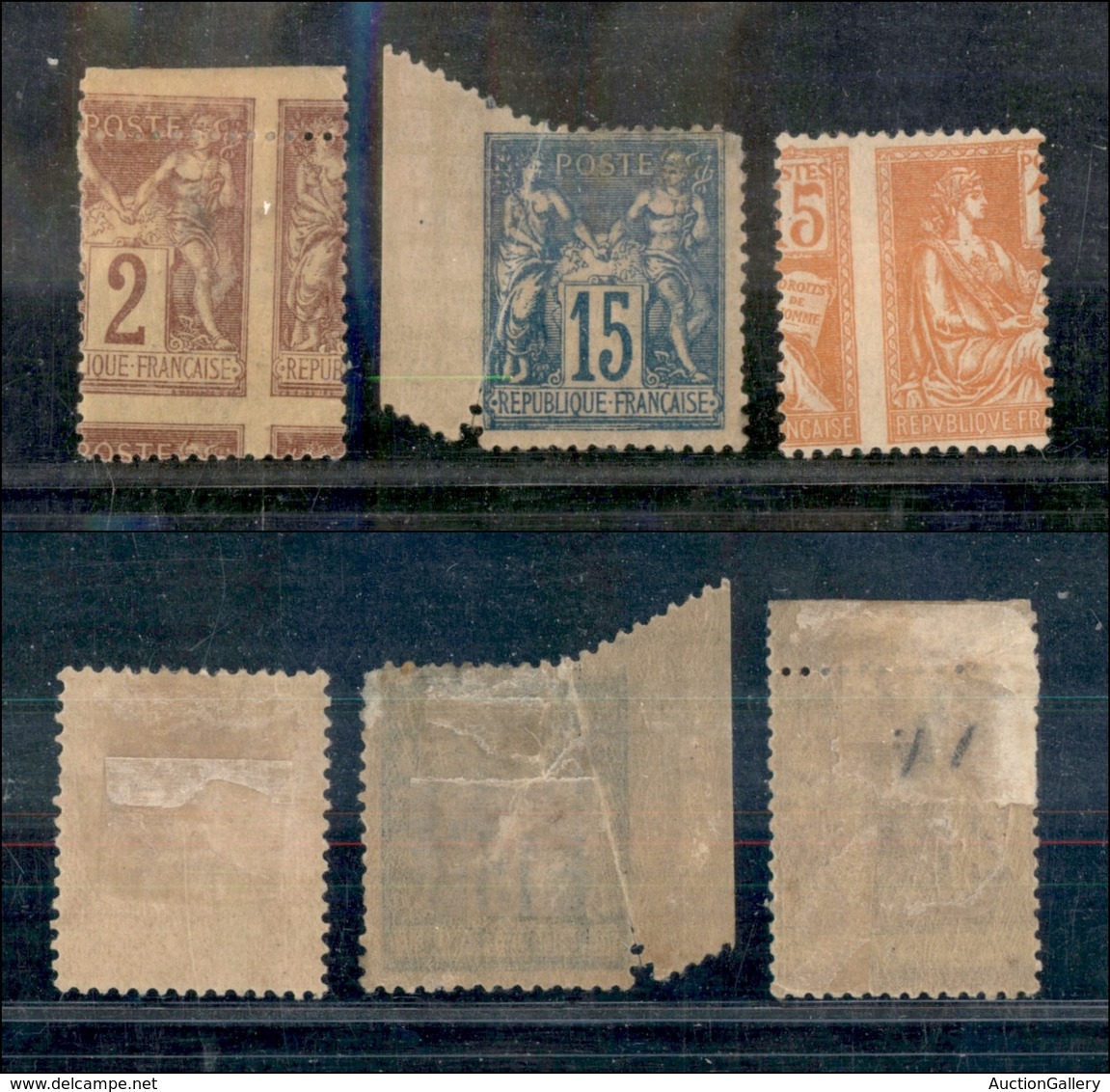 24316 ESTERO - FRANCIA - 1877/1902 - Allegoria - Tre Valori Con Varietà Di Dentellatura - Nuovi Con Gomma - Da Esaminare - Sonstige & Ohne Zuordnung