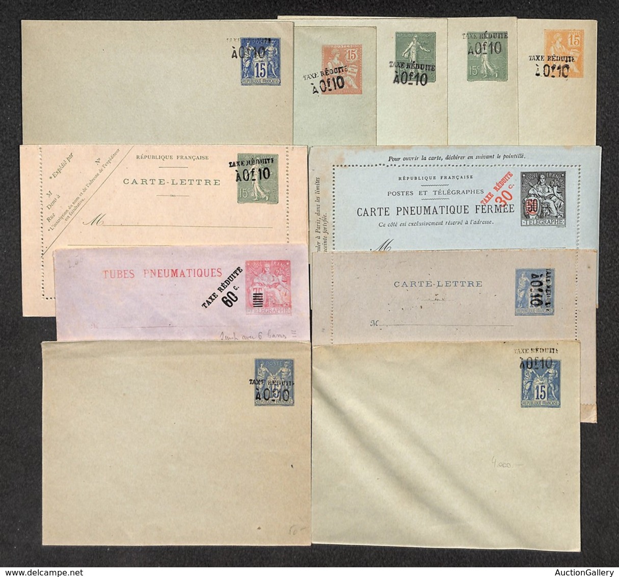 24339 ESTERO - FRANCIA - Taxe Reduite – 3 Biglietti Postali + 8 Buste Postali Nuove – Ottimo Insieme - Andere & Zonder Classificatie