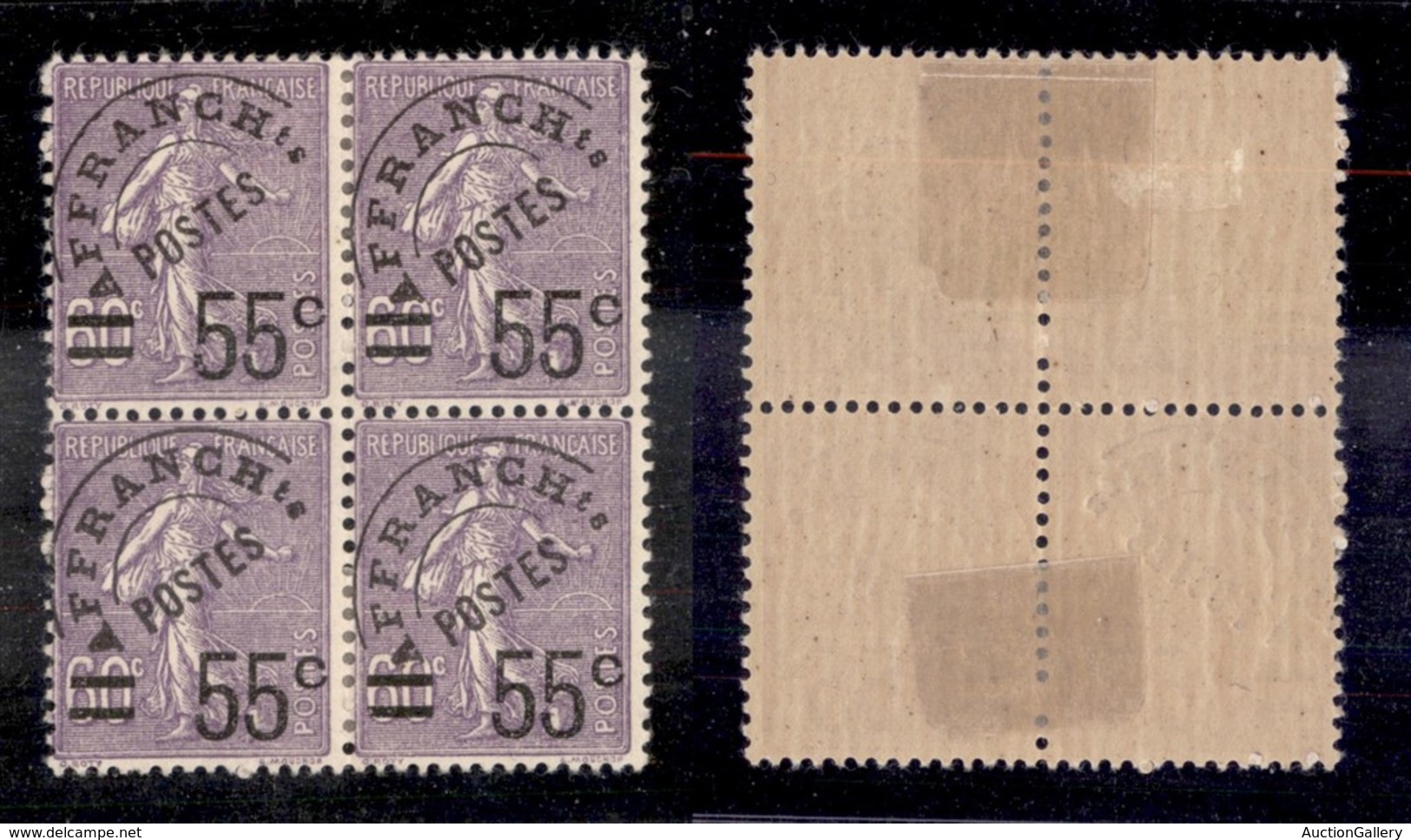 24348 ESTERO - FRANCIA - 1926 – 55 Cent Su 60 Cent Affrancht (199) – Quartina (960) - Autres & Non Classés