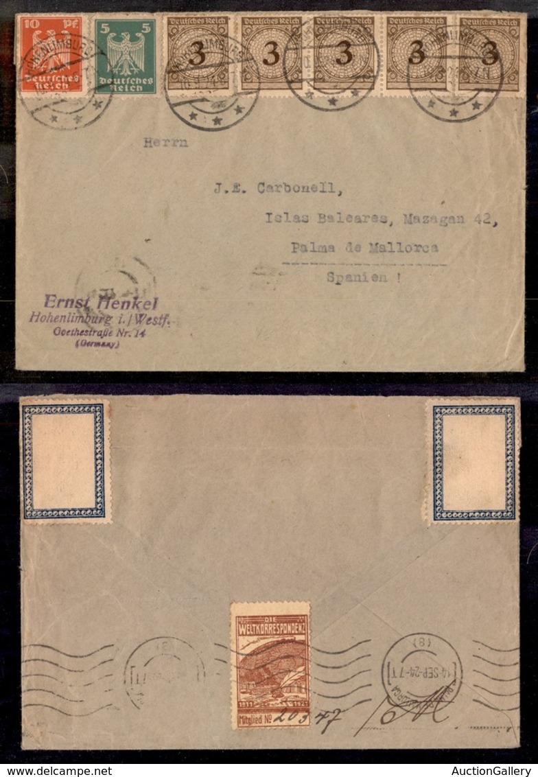 24488 ESTERO - GERMANIA - Busta Affrancata Per 30 P. Da Hohenlimburg A Palma De Maiorca Del 10.9.24 (331 (x5)+349+350) - Sonstige & Ohne Zuordnung