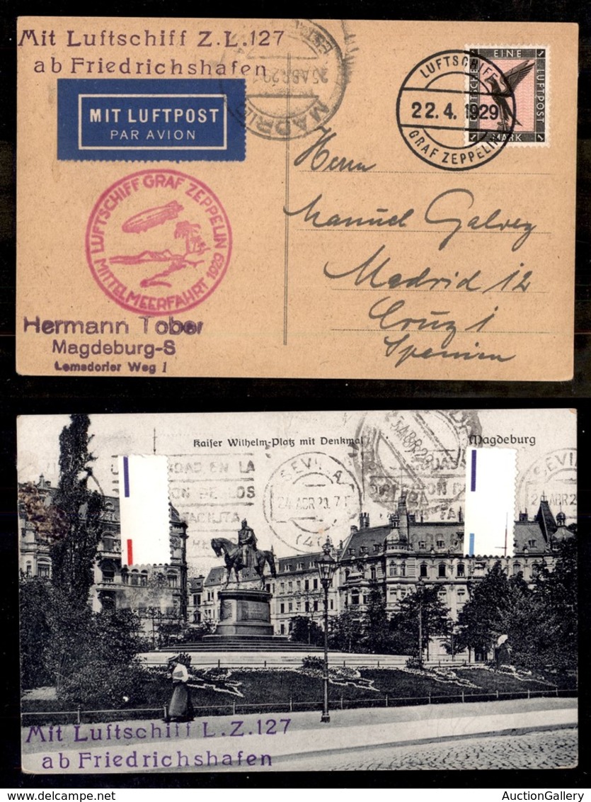 24491 ESTERO - GERMANIA - 1929 – Cartolina Illustrata Viaggiata Con Luftschiff Z.L. 127 Per Madrid - Autres & Non Classés