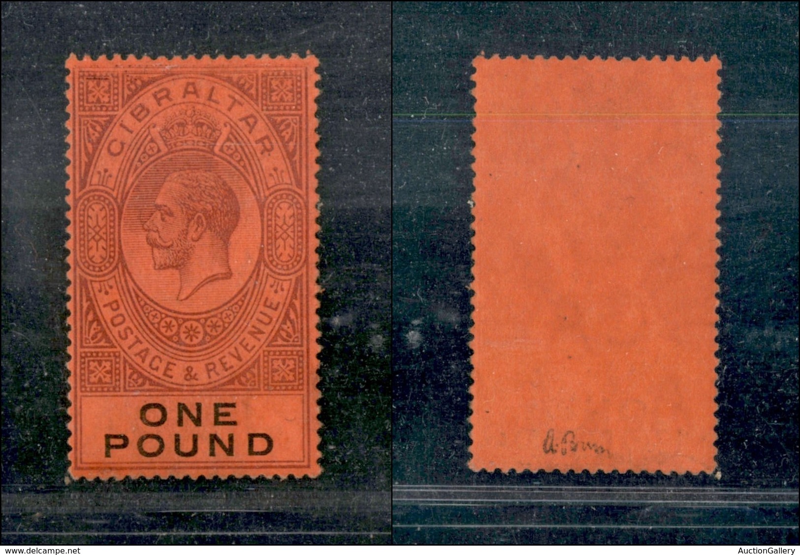 24579 ESTERO - GIBILTERRA - 1912/1924 – 1 Pound (SG 85) – Nuovo Con Gomma - Sonstige & Ohne Zuordnung