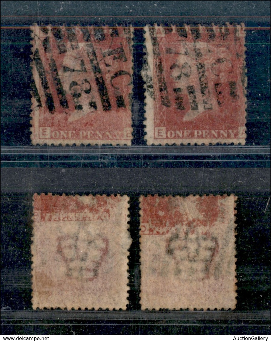 24590 ESTERO - GRAN BRETAGNA - 1858/1864 - Regina Vittoria - Due 1 Penny Rosso Carminio Con Decalco - Usati Da Esaminare - Sonstige & Ohne Zuordnung