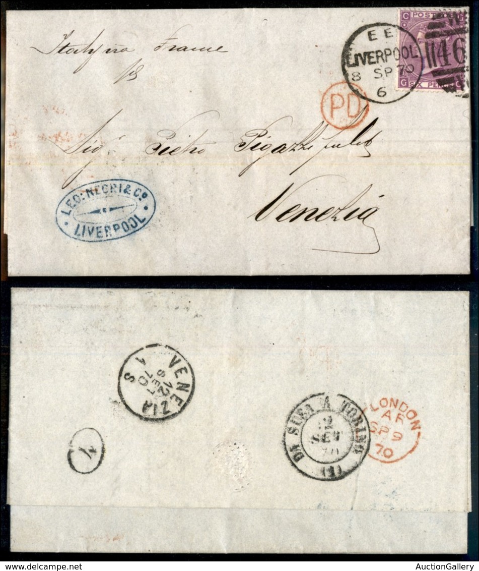 24597 ESTERO - GRAN BRETAGNA - 6 Pence (30 - Tav.8) - Lettera Da Liverpool A Venezia Del 8.9.70 - Sonstige & Ohne Zuordnung