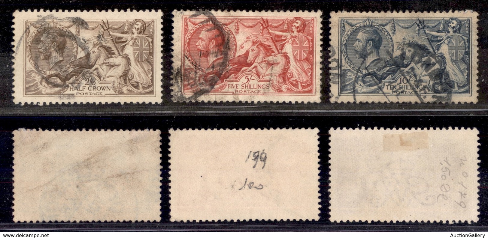 24609 ESTERO - GRAN BRETAGNA - 1915 – Re Giorgio V E Britannia De La Rue (141II/143II) Serie Completa 3 Valori Usati (90 - Sonstige & Ohne Zuordnung