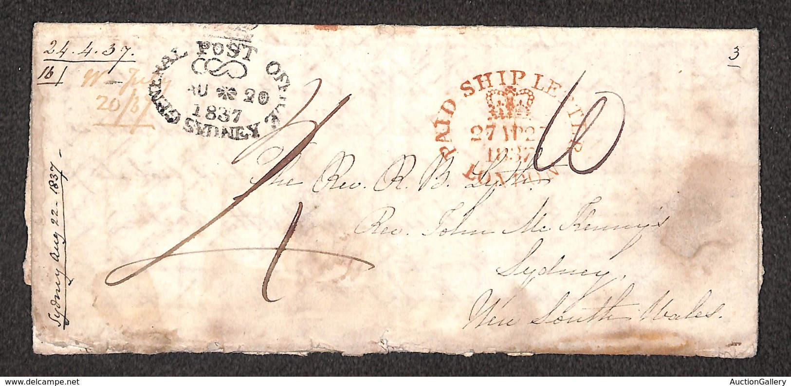 24616 ESTERO - GRAN BRETAGNA - PAID SHIP LETTER – Lettera Da Londra A Sydney Del 20.3.37 - Sonstige & Ohne Zuordnung