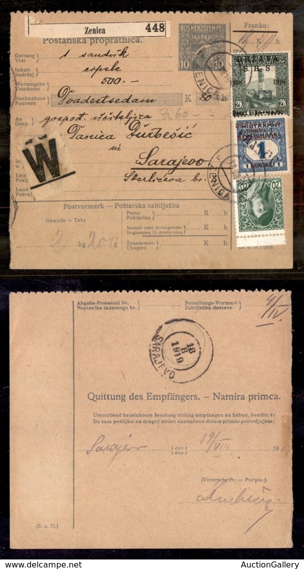 24709 ESTERO - JUGOSLAVIA - 1919 - Bollettino Pacchi Da Zenica A Sarajevo - Sonstige & Ohne Zuordnung