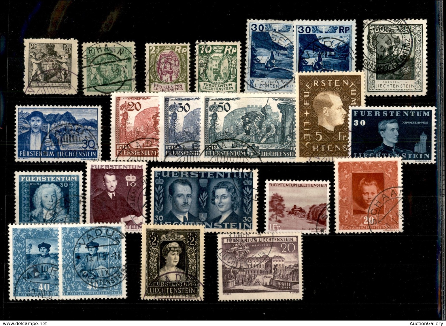 24726 ESTERO - LIECHTENSTEIN - 1921/1949 - Cartoncino Con 22 Valori Del Periodo - Usati (170+) - Sonstige & Ohne Zuordnung