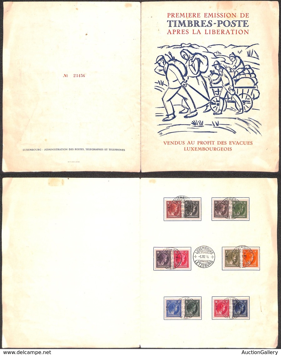 24733 ESTERO - LUSSEMBURGO - 1944 - A Favore Degli Sfollati (370/381) - Su Folder Originale - Lussemburgo 6.11.44 - Autres & Non Classés