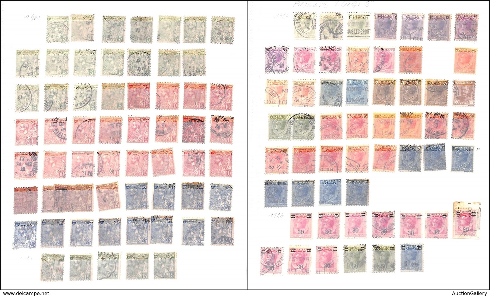 24774 ESTERO - MONACO - 1885/1971 - Collezione/accumulazione Di Centinaia Di Valori Del Periodo In 9 Pagine Di Raccoglit - Autres & Non Classés