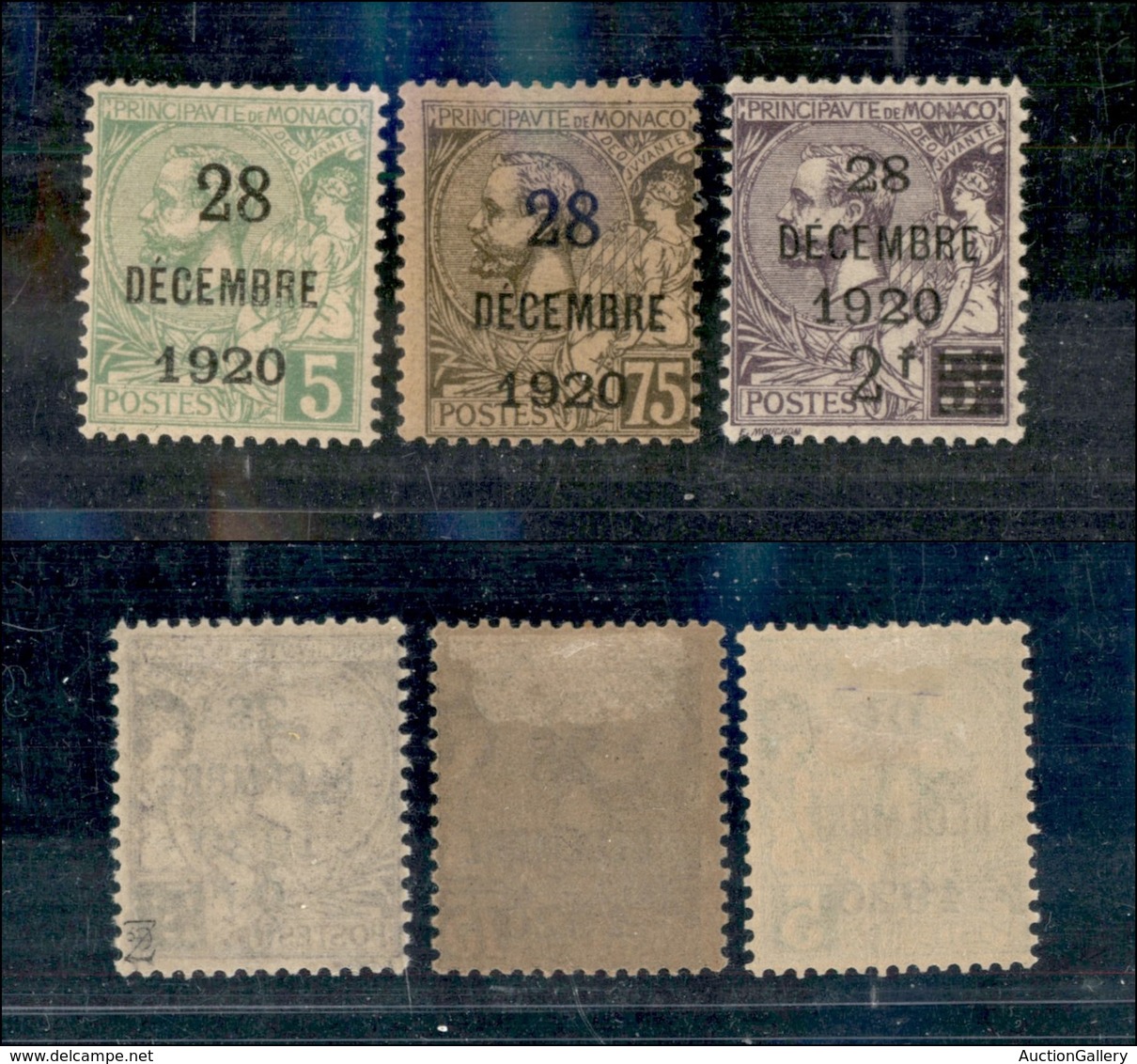 24779 ESTERO - MONACO - 1921 - Soprastampati 20 Dicembre 1920 (48/50) - Serie Completa Di 3 Valori - Nuovi Con Gomma (45 - Sonstige & Ohne Zuordnung