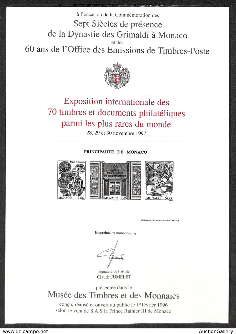 24785 ESTERO - MONACO - 1997 – Prova Di Lusso Dell'emissione Commemorativa Dell'Esposizione Internazionale 1997 – Autogr - Autres & Non Classés