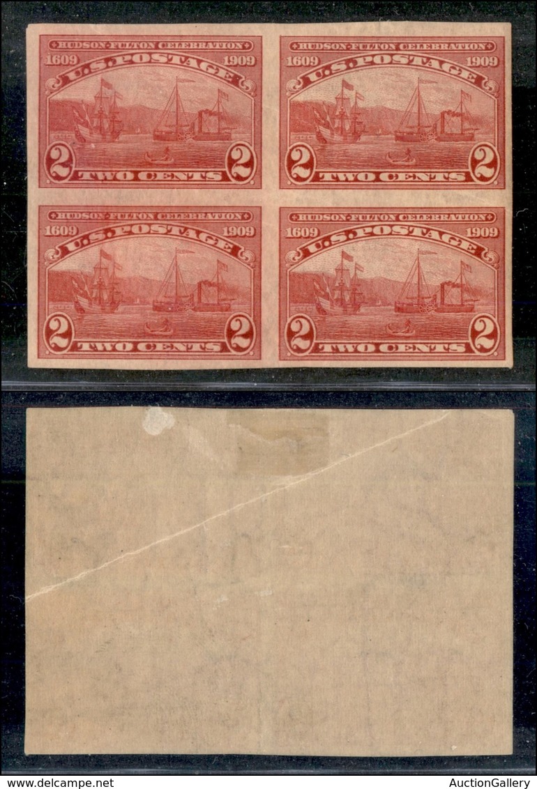 24886 ESTERO - STATI UNITI - 1909 - 2 Cent Hudson-Fulton Celebration /177B)  - Quartina Non Dentellati - Nuovi Con Gomma - Sonstige & Ohne Zuordnung