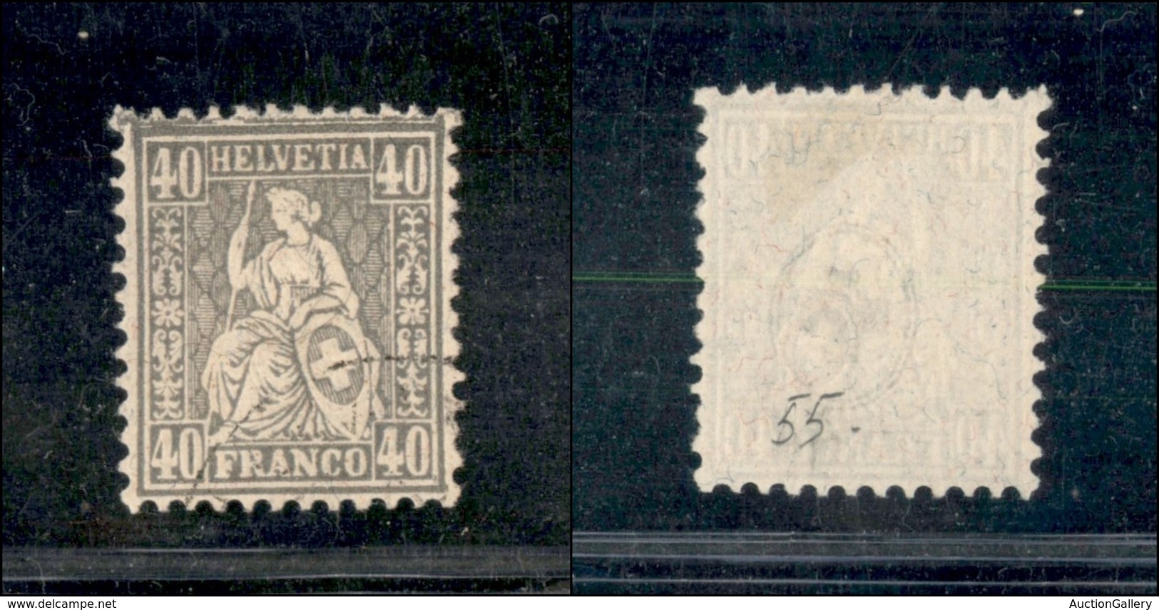 24901 ESTERO - SVIZZERA - 1881 – 40 Cent Grigio (55) – Annullato (3.400) - Sonstige & Ohne Zuordnung