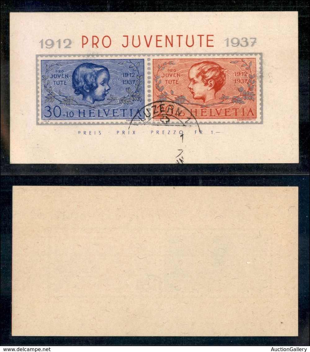 24934 ESTERO - SVIZZERA - 1937 - Foglietto Pro Juventute (BF3) - Annullato (72) - Sonstige & Ohne Zuordnung