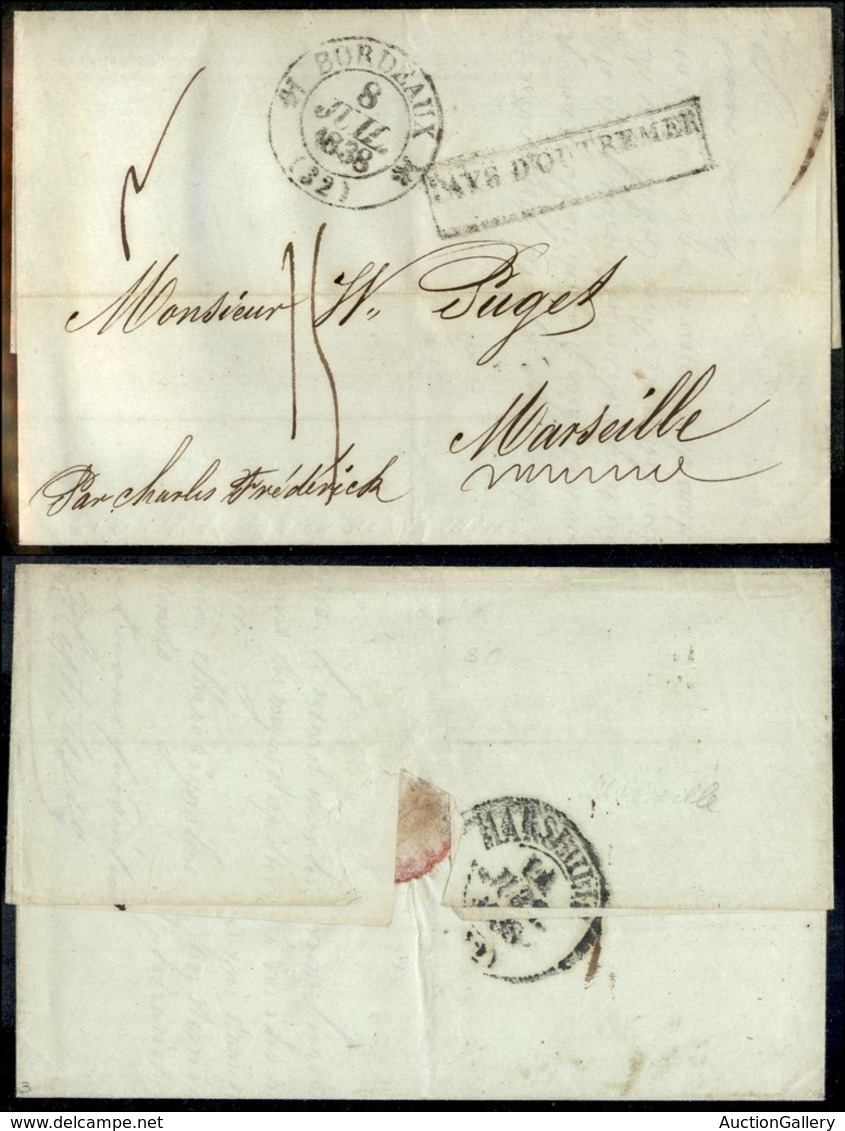 25001 VARIE - PREFILATELICHE E FRANCHIGIE - St. Thomas 6 Giugno 1838 – Lettera Per Marsiglia – Tassata - Sonstige & Ohne Zuordnung