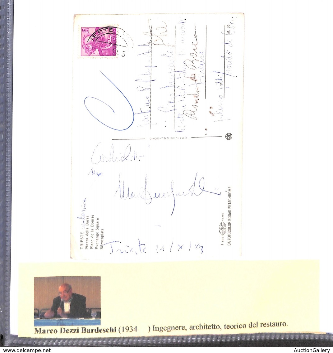 25022 VARIE - AUTOGRAFI - Marco Dezzi Bardeschi – Cartolina Con Autografo – Trieste 24.10.73 - Sonstige & Ohne Zuordnung