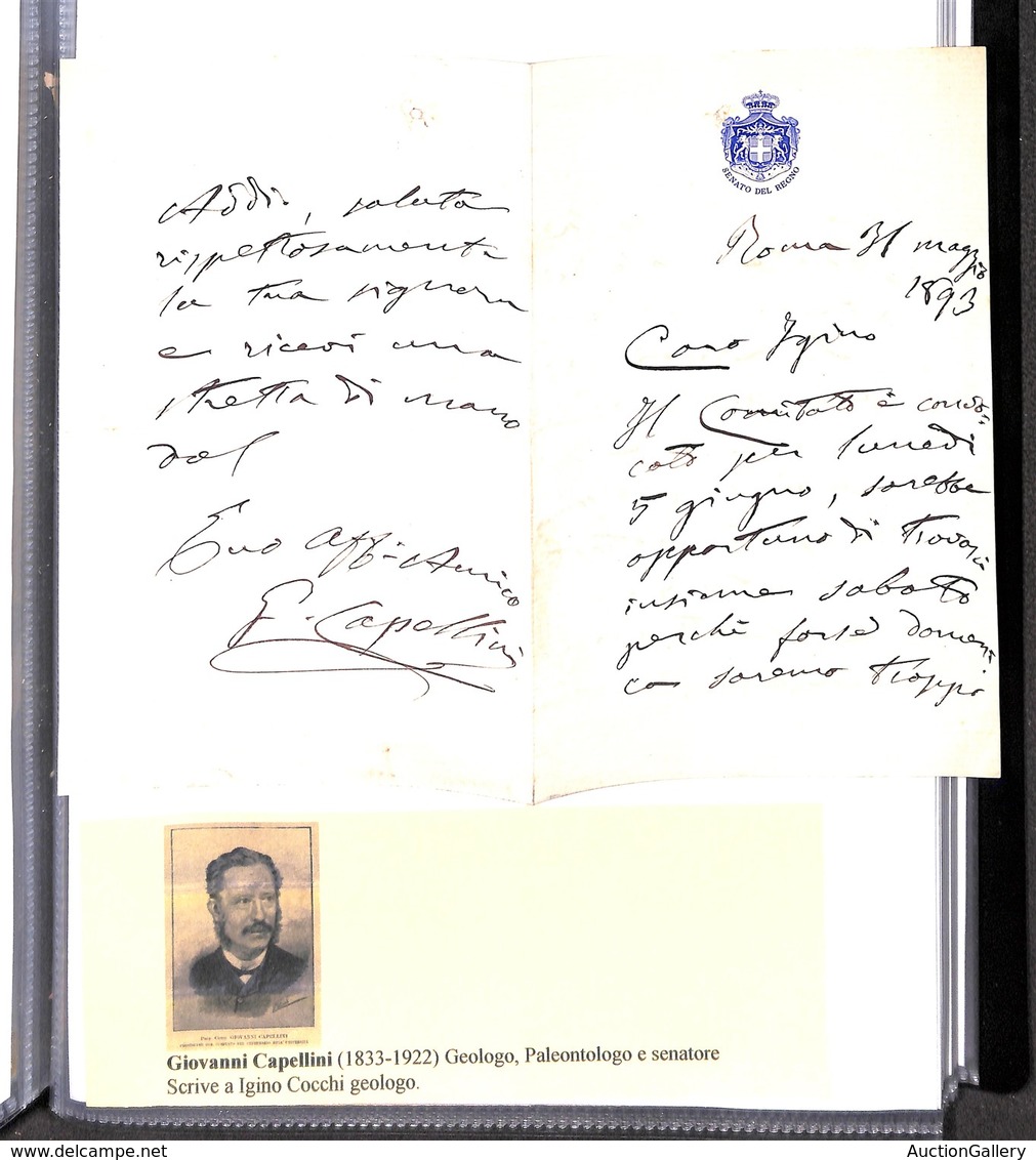 25027 VARIE - AUTOGRAFI - Giovanni Capellini – Lettera Manoscritta Per Igino Cocchi – Roma 31.5.93 - Sonstige & Ohne Zuordnung