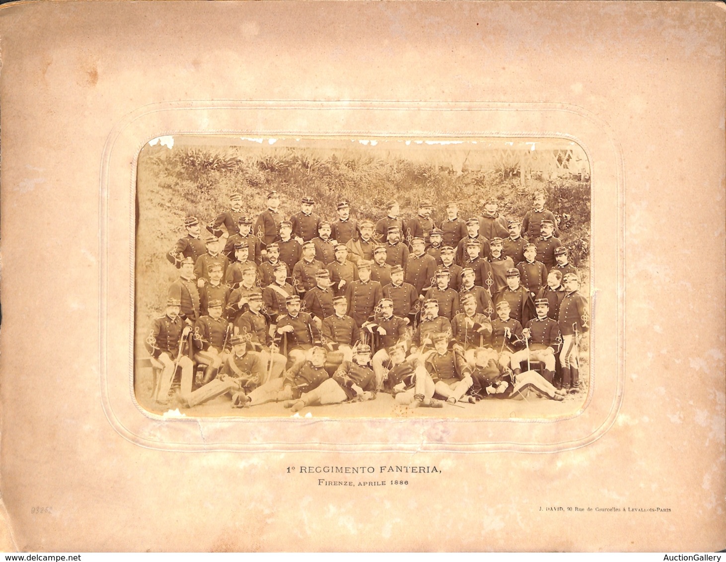 25048 VARIE - VARIE - Fotografia D'epoca Del 1° Reggimento Fanteria Su Cornice Cartonata – Firenze Aprile 1886 - Sonstige & Ohne Zuordnung