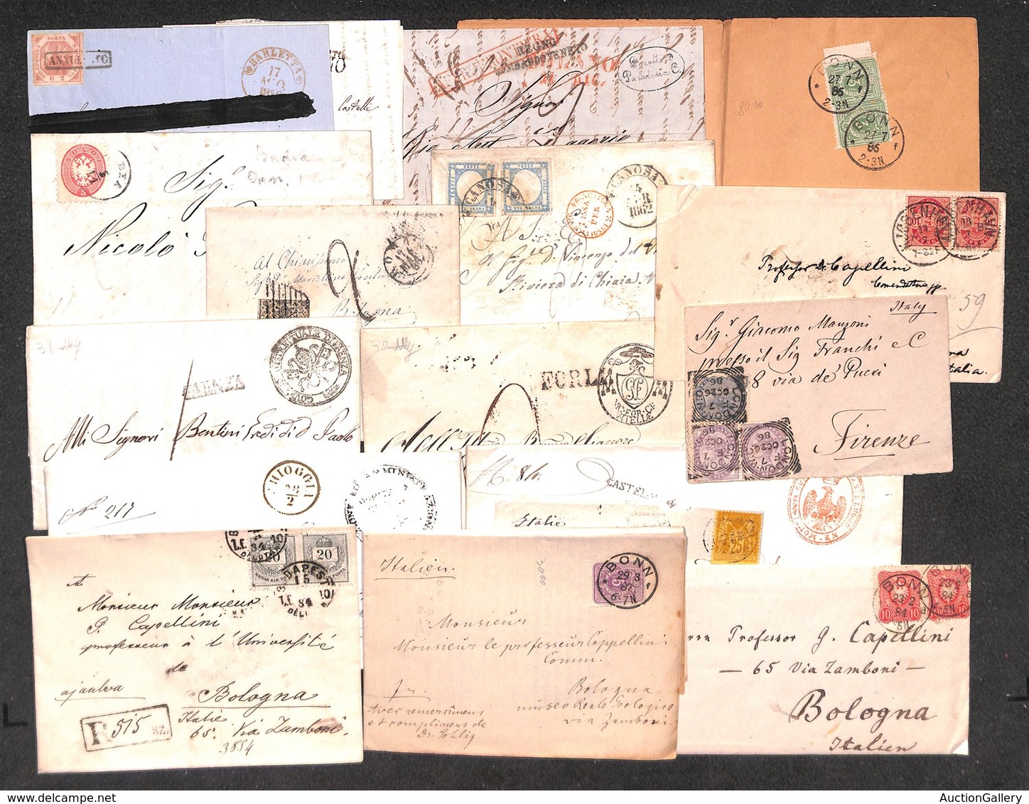 25100 LOTTI E COLLEZIONI - STORIA POSTALE - 1820/1887 – Prefilateliche + Antichi Stati Italiani E Paesi Esteri – 17 Lett - Sonstige & Ohne Zuordnung