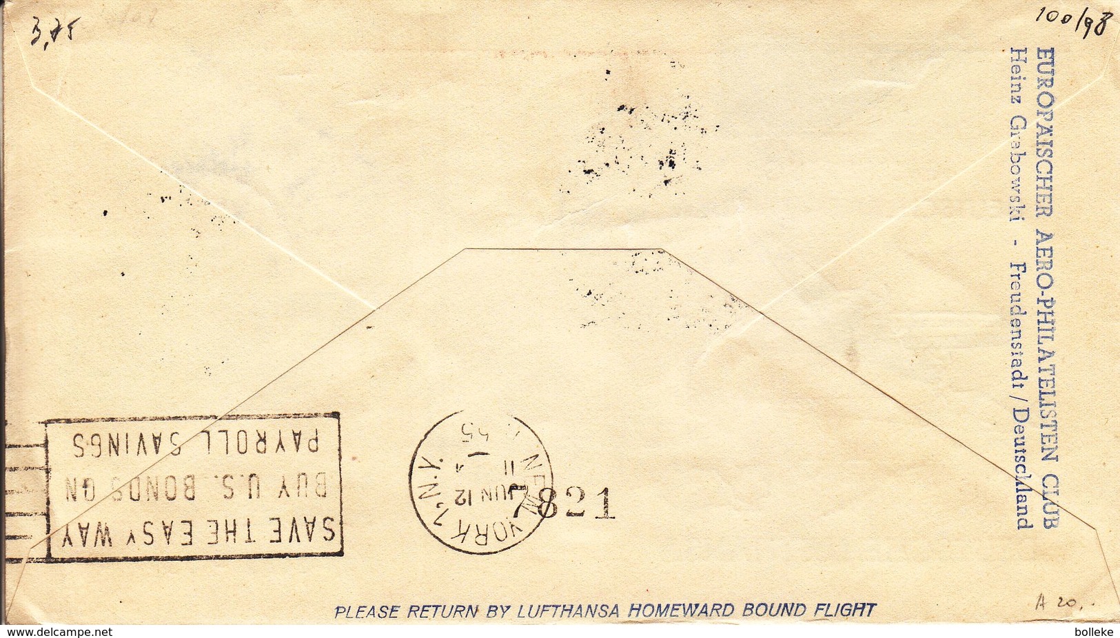 République Fédérale - Lettre De 1955 - Oblit Frankfurt Flughafen - 1er Vol Frankfurt New York - Cartas & Documentos