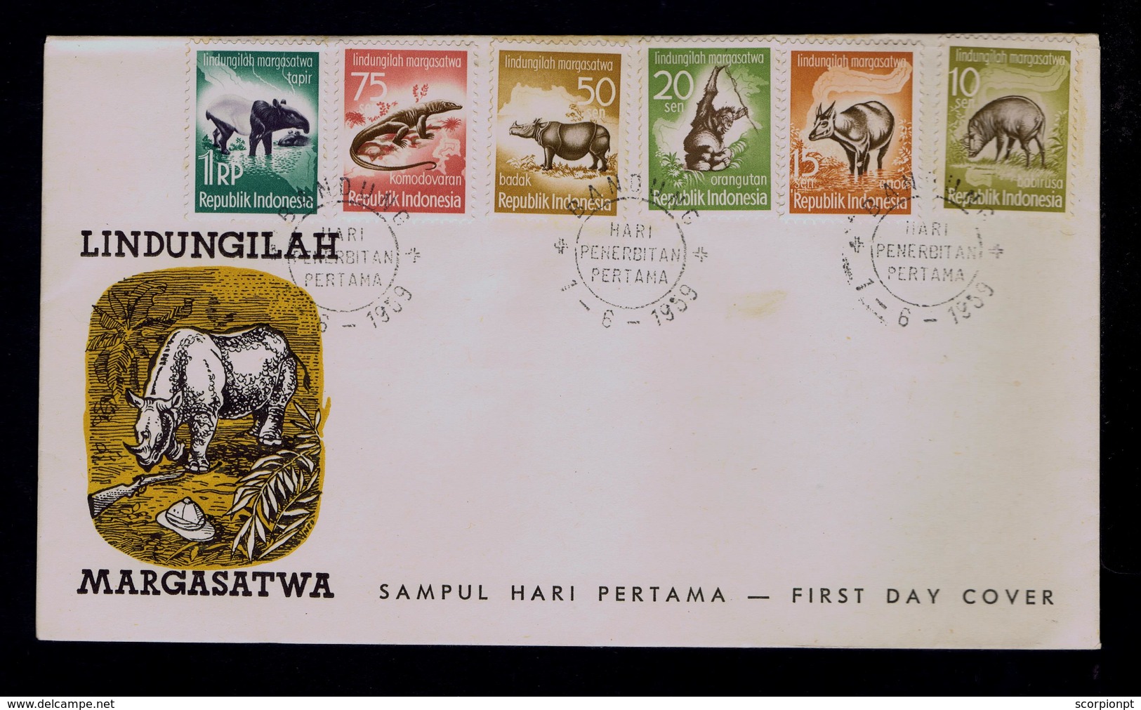 Wild Animals Faune INDONESIA Fdc 1959 Reptiles Sp5361 - Sonstige & Ohne Zuordnung