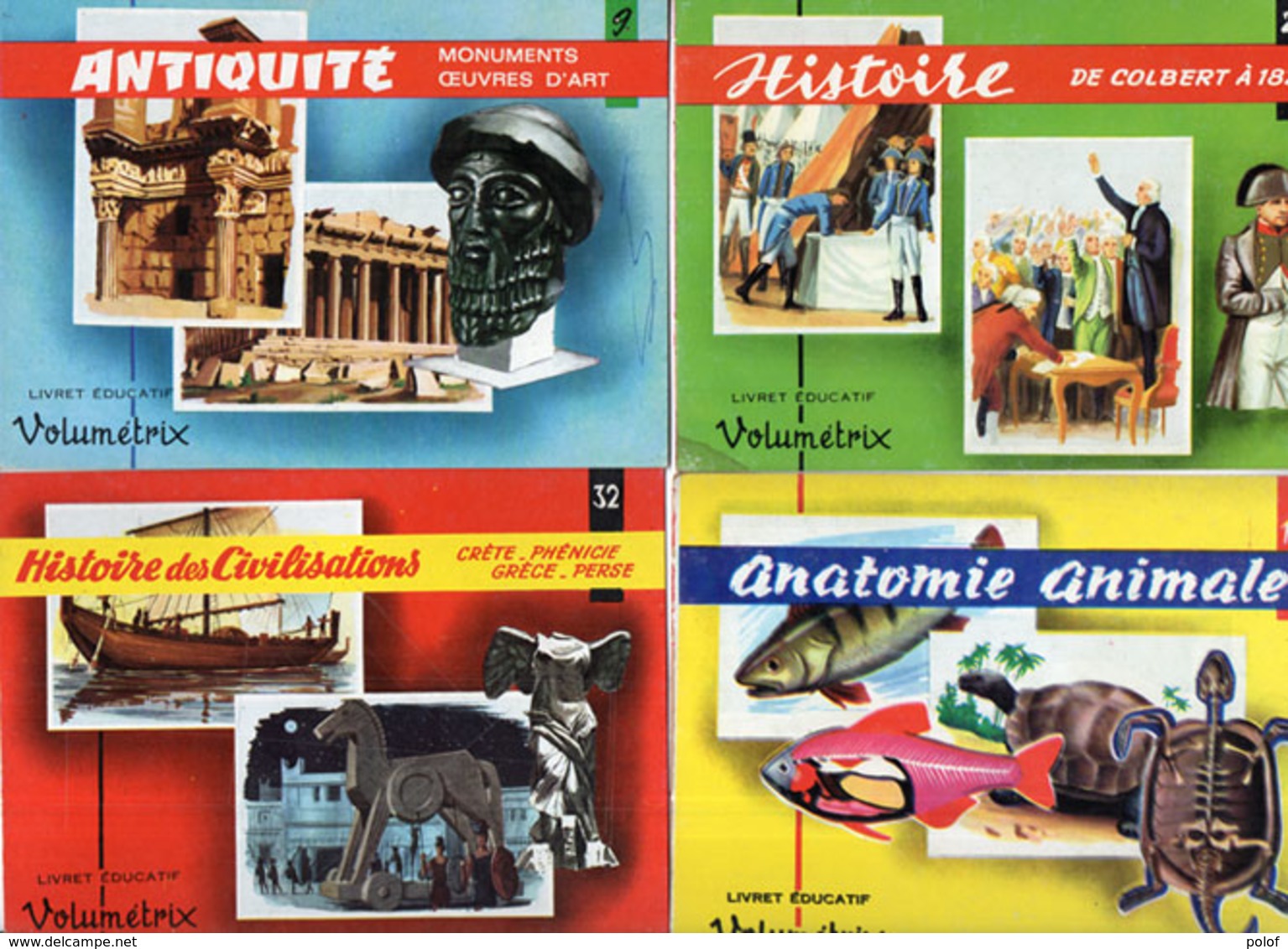 4 Cartons (Livret Educatif "Volumetrix"  Antiquité - Histoire Des Civilisations - Histoire - Anatomie Animale  (107812) - Documents Historiques