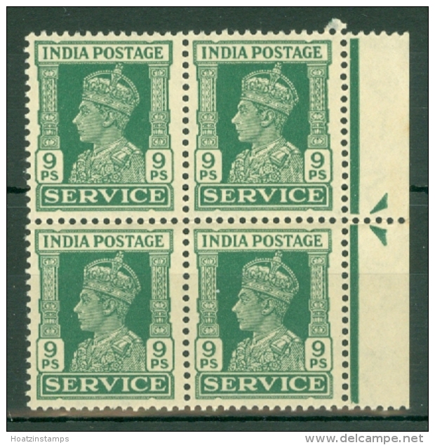 India: 1939/42   Official - KGVI Insc. 'Service'     SG O145     9p    MNH Block Of 4 - Official Stamps