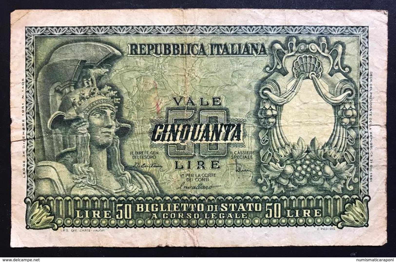 50 Lire Italia Elmata 1951 Di Cristina LOTTO 1306 - 50 Liras