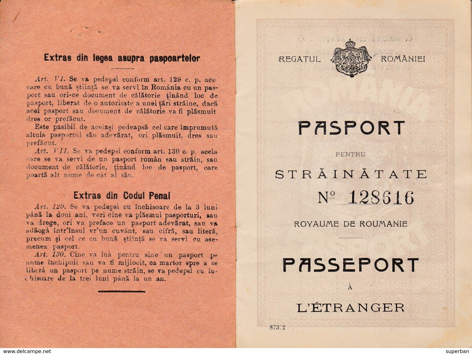 PASSEPORT : ROUMANIE / OLD PASSPORT : ROMANIA - 1916 - TIMBRES Et VISAS De RUSSIE / RUSSIAN VISAS & STAMPS - RRR (ab933) - Historische Dokumente