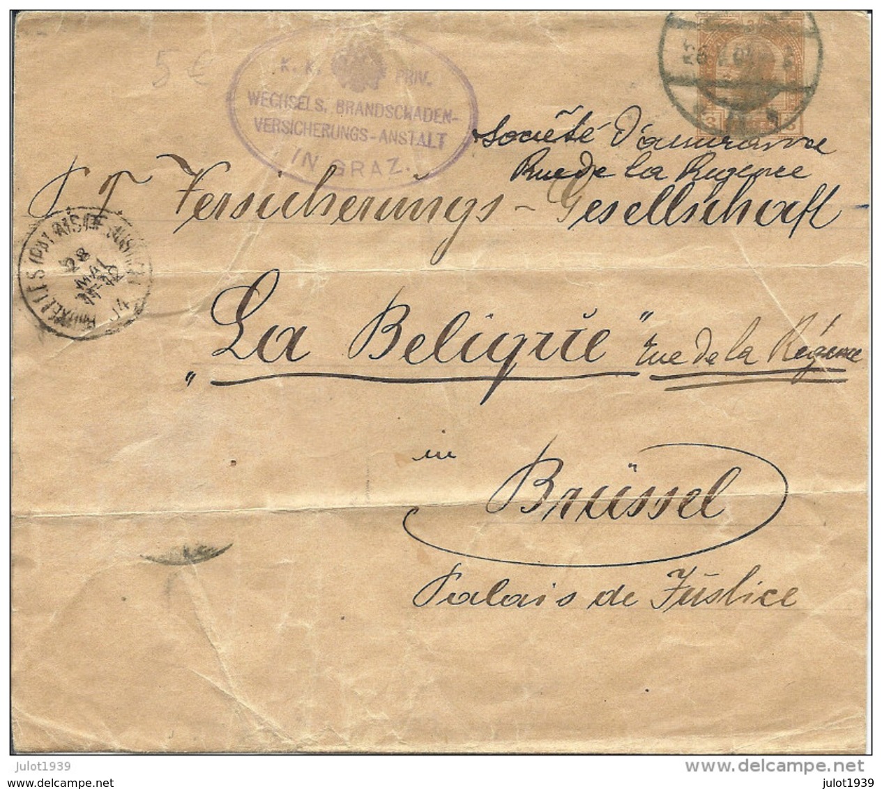 ENTIER POSTAL ..-- Vieux COURRIER 1904 Vers " LE BELIQUE ??? " , Société D ' Assurance , Rue De La Régence . - Varianten & Curiosa