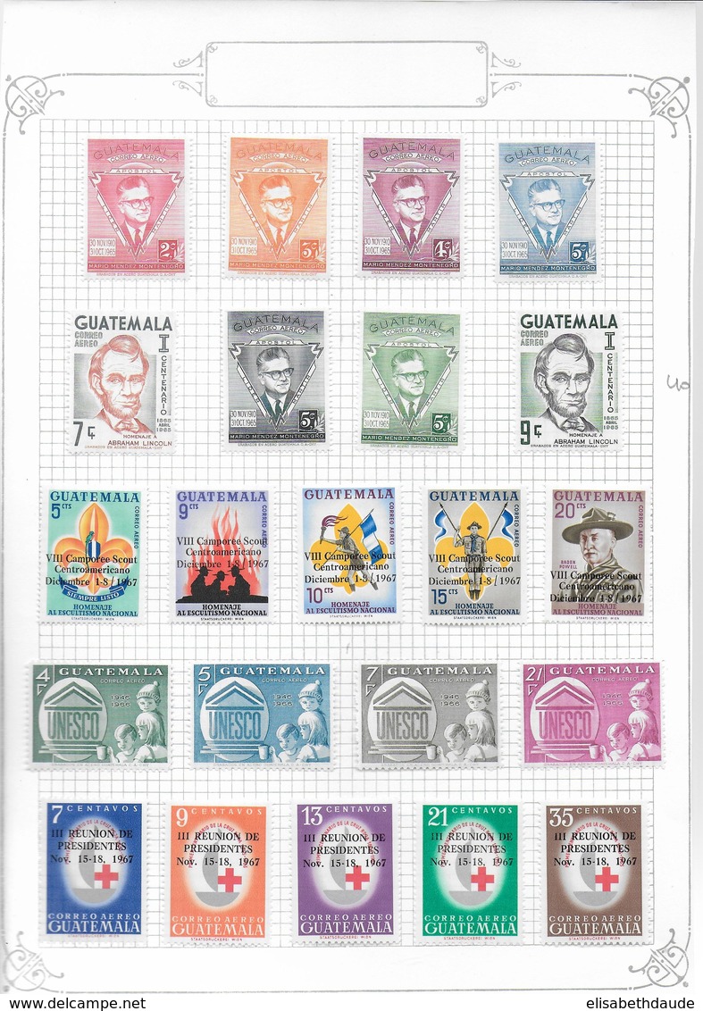 GUATEMALA - SUPERBE COLLECTION POSTE AERIENNE PRESQUE COMPLETE */MH CHARNIERE LEGERE sur 21 FA - COTE YVERT = 1420 EUR.