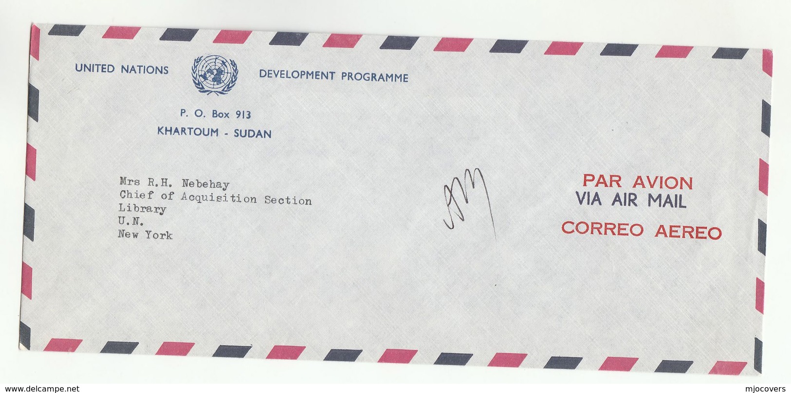 UN In SUDAN COVER UNDP KHARTOUM  To UN NY USA  United Nations - Sudan (1954-...)